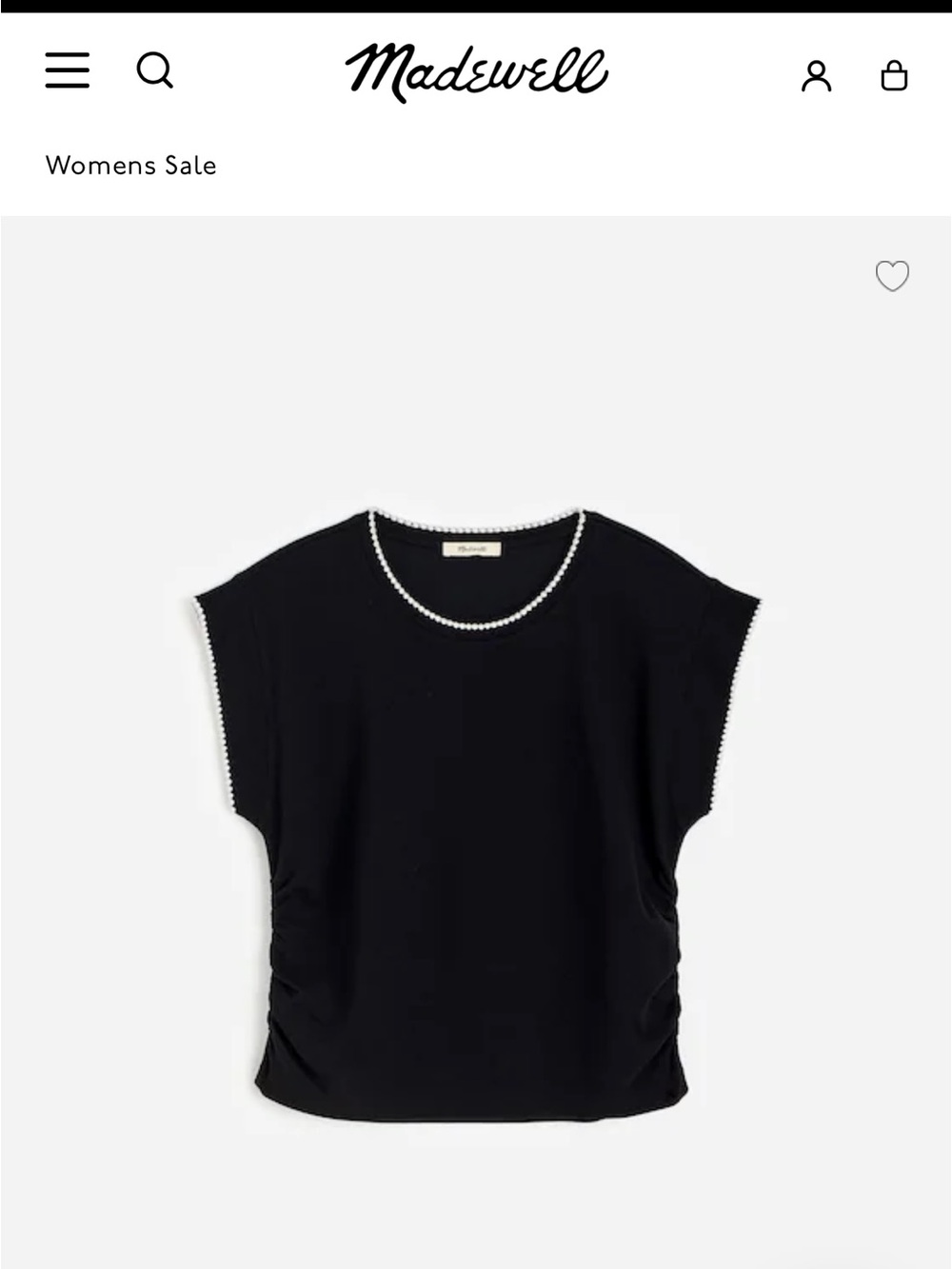 Madewell Black Sutro Muscle Short-Sleeve Top with Stitched Trim Tee NU856 XXS